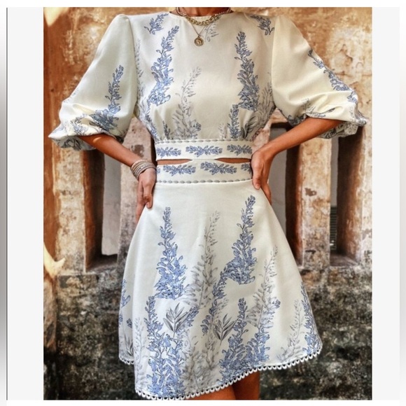 Boho Floral Print Cut Out Tie Back Cuff Sleeve Dress Small - Picture 9 of 9